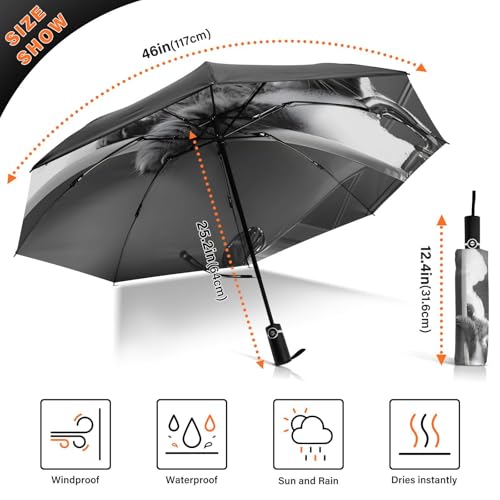Parapluie pliant blanc pour chat automatique et robuste contre le vent