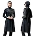 Femmes Maillots de Bain Musulman Modeste Islamique Couverture complète Burkini Hijab Haut Manches Longues Pantalons de Natation 3 pièces Maillots Rashguards Noir - Pois XL