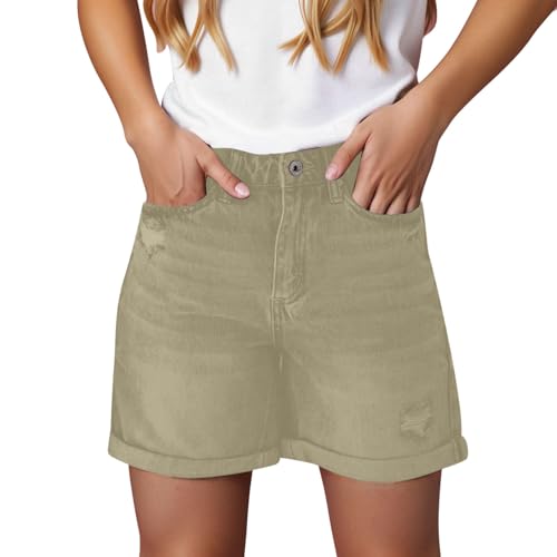 Short jean d été déchiré avec poches et franges décontracté pour la maison