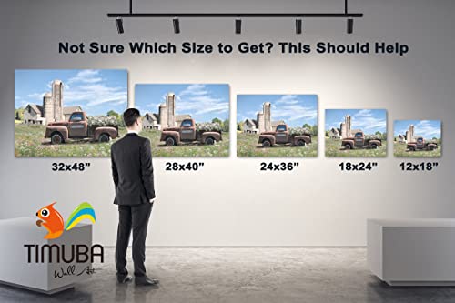 Timuba Old Truck Canvas Wall Art Farmhouse Pictures For Walls, Rustic Barn Greenhouse Flowers Paintings Pictures Print Classic Country Decoration For Living Room 12X18 Inch #TOP5