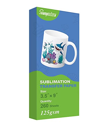 Stampcolour Sublimation Paper Heat Transfer Paper 3.5X9 Inch 260 Sheets For Any Epson Hp Canon Sawgrass Inkjet Printer With Sublimation Ink For Sublimation Blanks,Mug,T-Shirt,Light Fabric,Diy 125Gsm #TOP2