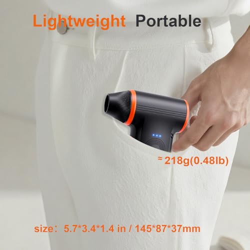 Image of Compressed Air Duster-150000RPM Super Power Rechargeable Air Duster, 3-Gear Adjustable Mini Blower with Fast Charging, Electric Air Duster for Leaves,Computer, Keyboard, (Black)