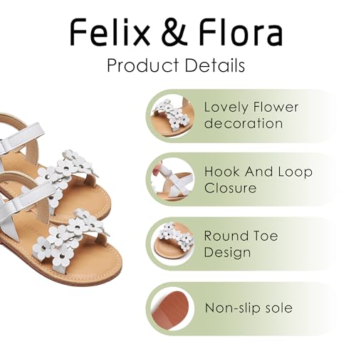 Image of Felix & Flora Toddler Girl Sandals -Flower Girl Dress Shoes Open Toe Little Kid Flats