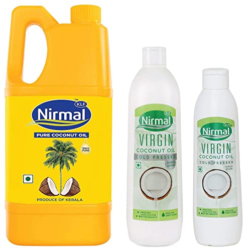Image of KLF Nirmal 100% Pure Coconut Oil, 1L Jar & Cold Pressed Virgin Coconut Oil, 250ml & Cold Pressed Virgin Coconut Oil, 500 ml