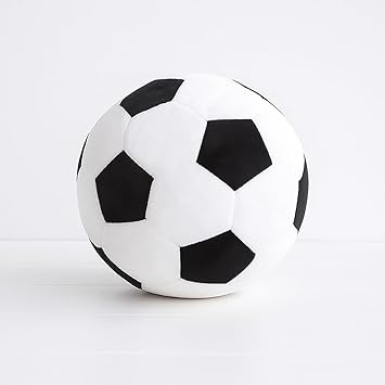 Plush Soccer Ball Pillow, Black and White, Decorative Round Cushion - 20 cm