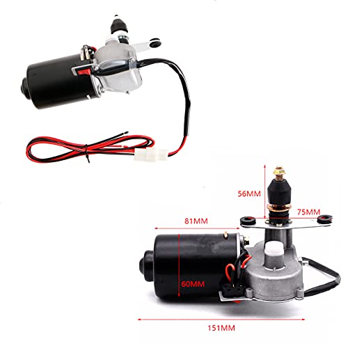 Image of 12V Electric UTV Windshield Wiper Motor Kit Fits Polaris Ranger RZR Kawasaki Honda Pioneer Golf Cart Agriculture Vehicle,110 Degree Swing + Wipers (Multi Sizes)
