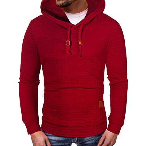 Sweat à capuche gaufré pour homme pull en tricot décontracté rouge 5XL