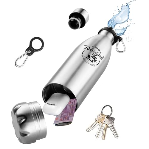 Regalo pensione uomo, in pensione, non ho bisogno di nulla, borraccia in acciaio inox, bottiglia d'acqua isolata con scatola di stoccaggio per cuffie, denaro, Stash Can cassaforte da viaggio per casa,