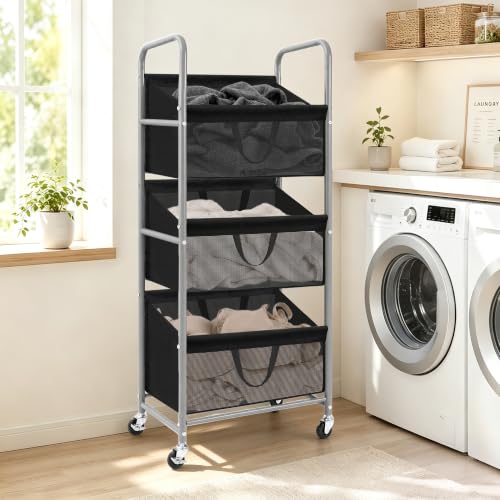 STO-STO-3-Tier-Vertical-Rolling-Laundry-Hamper-Removable-Bags-Black-Mesh-120L-Capacity-Space-Saving-Vertical-Design-Rust-Resistant-Steel-Frame-Lockable-Wheels-Ideal-for-Apartments-Small-Spaces
