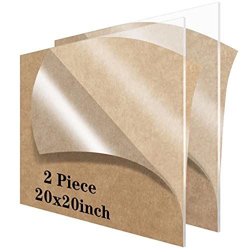 Image of Lesnlok 2 Pieces 20 x 20 Acrylic Sheet 1 /8 Thick 3mm Plexiglass Sheet,for Sign,Craft,Photo Frame, DIY Display Projects (2, 20 x 20 x 1 /8)