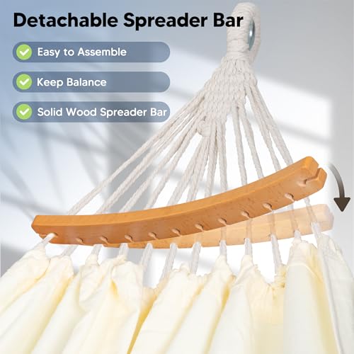 Image of SUNCREAT Double Hammock with Spreader Bar, Tassel, Beige