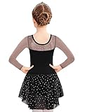 Zaclotre Toddler Girls Ballet Outfit Sparkly Ballerina Dress with Petal Skirt Black Ballet Dance Leotards Size 3-4 Years