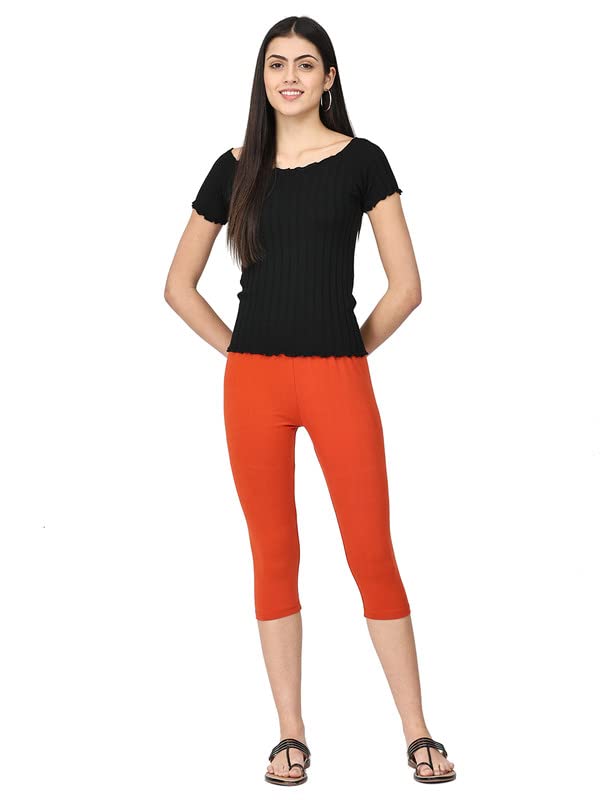 Image of Robinbosky Premium Stretchable Cotton Capri Legging for Women | Suitable for Formal wear & Casual wear | High-End Elastic Makes. The Leggings Squat Proof and Durable for Travel, Yoga, & Workout.