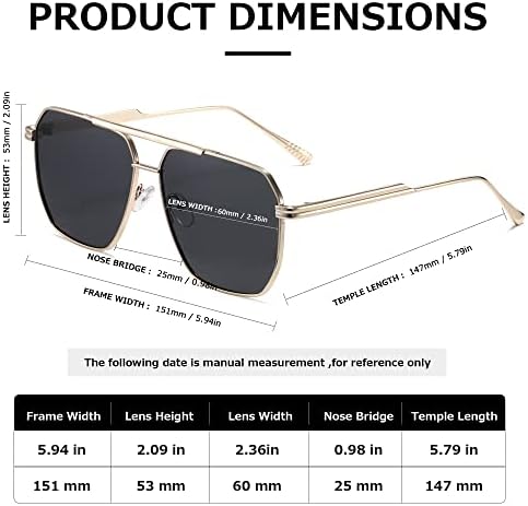 kimorn Polarized Sunglasses Womens Men Retro Oversized Square Vintage Shades Classic Large Metal Sun Glasses K1221