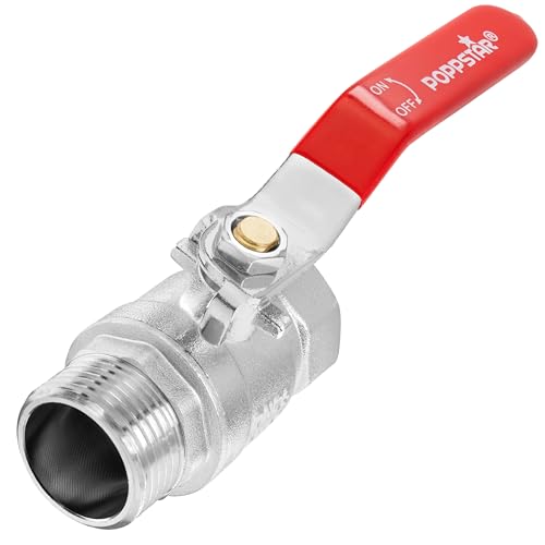 Poppstar Kugelhahn 1 Zoll (IG 30 29mm / AG 33 24mm DN25) voller Durchgang Hebelgriff Messing