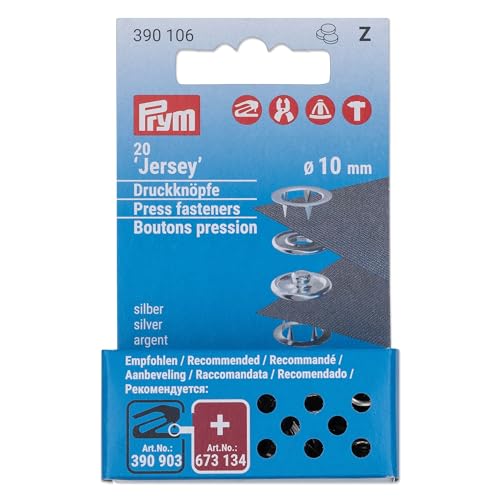 Prym Nähfrei Jersey Ring Druckknöpfe-Nachfüllpack silberfarbig ( 10 mm,...