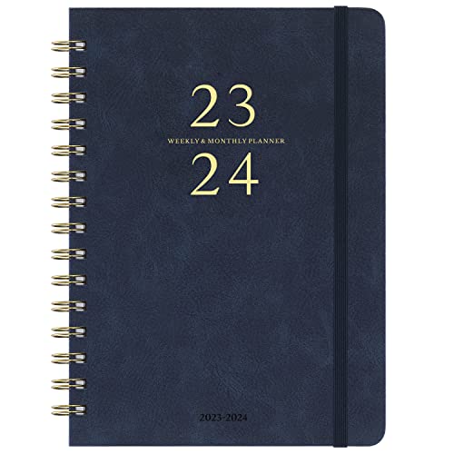 Planner 2023-2024 - Weekly & Monthly 2023-2024 Planner With 12 Monthly Tabs, July 2023 - June 2024, 6.3" X 8.4", Flexible Hardcover, Thick Paper, Inner Pocket - Blue #TOP12