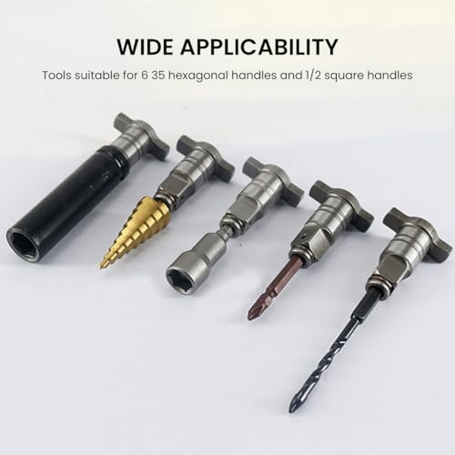 Image of Serplex Magnetic Converter Attachment 1 /2Inch Square Drive to 1 /4Inch Hex Female Socket Adapter Assembly Drill Housing for Power Wrench, Universal Fit Hex Tool, Drill Bit, Socket Sleeve
