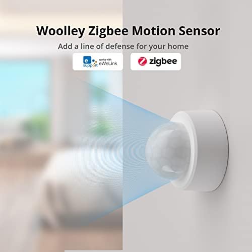 WOOLLEY ZigBee Motion Sensor, Wireless Mini Motion Detector Sensor Detect Motion Send Alerts or Trigger Lights to Turn on, Batteries Included, Woolley Zigbee Bridge Must Required