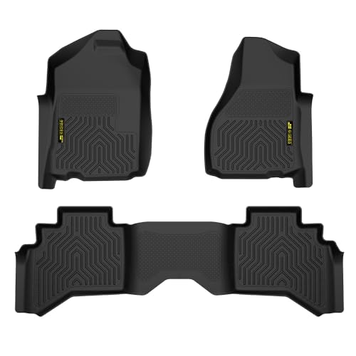 PIT66 Floor Mats Cargo Liners, Compatible with 2002-2008 Dodge Ram 1500 Quad Cab, Fit 2003-2009 Dodge Ram 2500/3500 Quad Cab All Weather 1st & 2nd Row