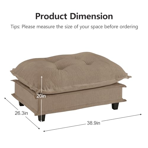 Image of Ottoman for Sectional Couches for Living Room, Light Coffee Ottoman Seat for Modern Chenille Deep Seat Sofa Set, Salas para Casa, High Back Cloud Couch Modular Sectional Sets
