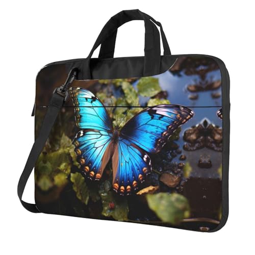 Sac ordinateur portable papillon bleu avec bandoulière confortable et design élégant