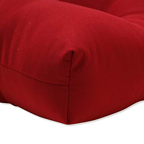 Pillow Perfect Outdoor/Indoor Pompeii Tufted Seat Cushions (Round Back), 19" X 19", Red, 2 Pack #TOP4