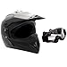 Adult Motorcycle Off Road Helmet DOT - MX ATV Dirt Bike Motocross UTV (L, Matte Black) Includes Goggles