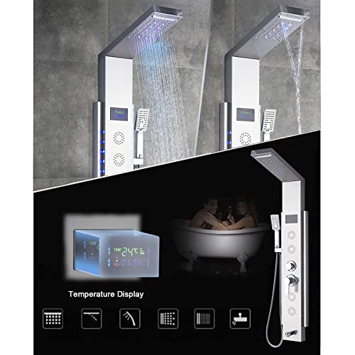 AWorddyPanel-de-ducha-de-hidromasaje-para-banera-con-5-en-1-funciones-LED-columna-de-ducha-set-de-304-acero-inoxidable-con-pantalla-LCD-mezclador-de-banera-alcachofa-de-ducha-en-cascada-plateada