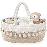 Maliton Baby Windel Caddy Organizer, Boho Neugeborenen Essentials Wickeltisch Organizer, Multifunktionale Aufbewahrungsbox für Windeln Größe 45x27x18CM
