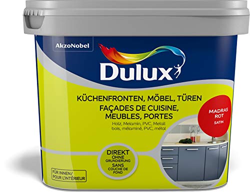 Dulux up Renovierungsfarbe Küchenmöbel, Türen, Möbel, seidenmatt, Farbe Madras-Rot 2L, 5280674