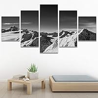SIGNWIN 5 Panel Canvas Wall Art Monochromatic Mountains for Home Decorations Ready to Hang - 60