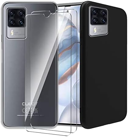 WDMYLFTW Clear Case for Cubot X50 + Black Phone Protective Cover for Cubot X50 + 2 Pack for Cubot X50 Tempered Glass Screen Protector