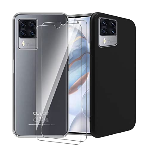 WDMYLFTW Clear Case for Cubot X50 + Black Phone Protective Cover for Cubot X50 + 2 Pack for Cubot X50 Tempered Glass Screen Protector