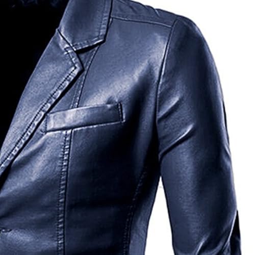 Blazer casual para hombre de cuero clásico con botones miniatura 3