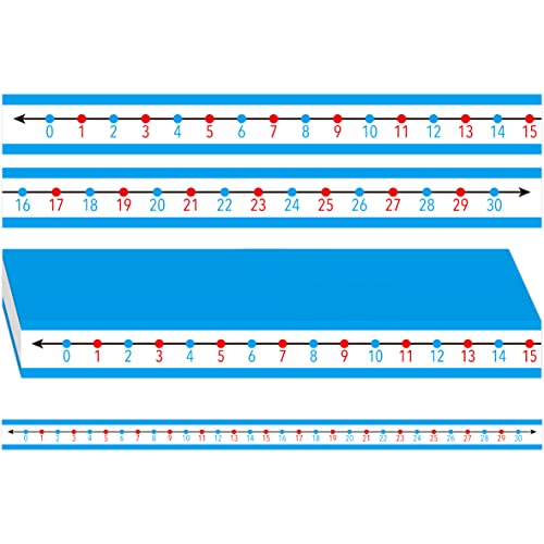 36 PCS Student Number Line, Self-Adhesive 0 to 30 Number Line Strips Erasable Surface Number Cognition, Counting, Sequencing, Color-Coded Even and Odd Numbers, Write on & Wipe Off for Classroom Use