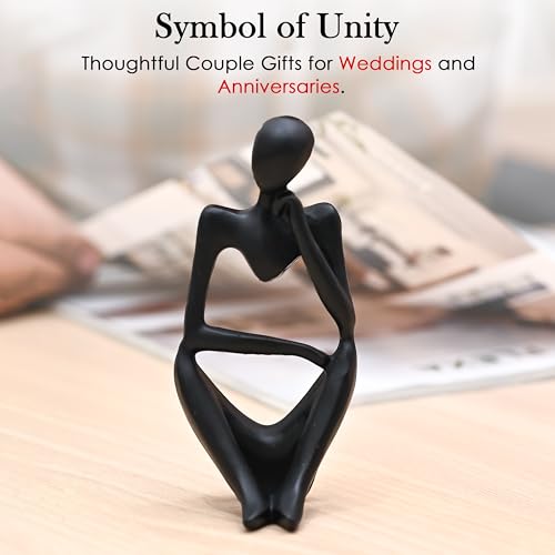 Image of ZAICUS Black Abstract Thinker Resin Sculpture - Modern Deep Thinker Figurine for Home & Office Decor | Small Contemporary Accent Piece