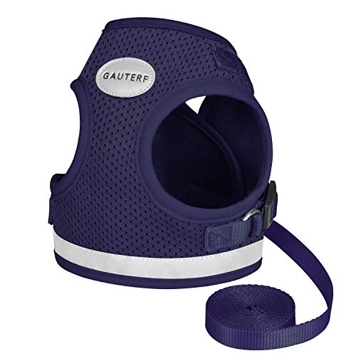 Cat Harness And Puppy Harness With Leash Set, Escape Proof Cat Harness, Adjustable Reflective Soft Mesh Vest Fit Puppy Kitten Outdoor Harness (Navy Blue, Xl, Chest: 18" - 20") #TOP1