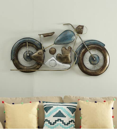 SMAART CRAAFTS Davidson Bike Wall Art Metal Wall Décor | Multicolor | Anti Rust Powder coated | Premium Design Wall Hanging For Living Room And Bedroom | Size - 123cm x 63cm |