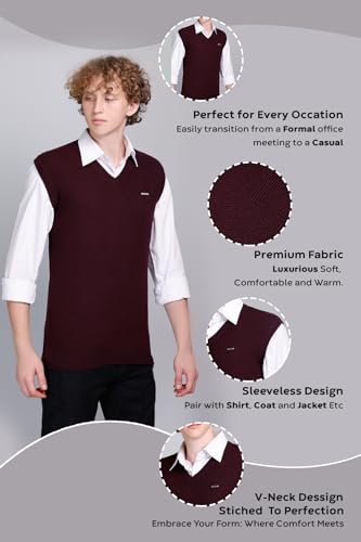 Image of V Neck Cotton Half Sweater for Man Winter Wear - Pullover Sweater for Men