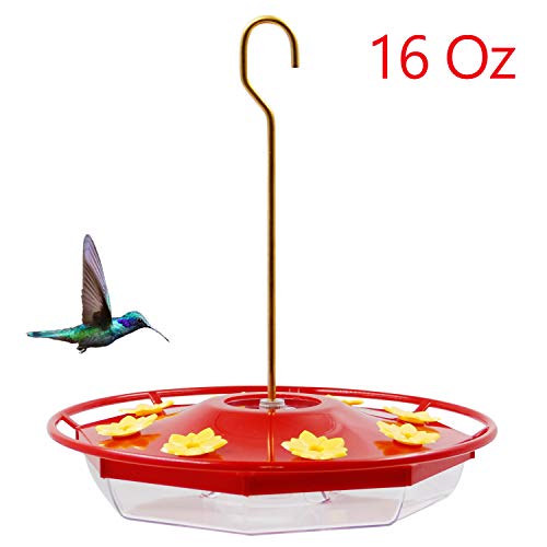 Brwoynn Hummingbird Feeder, 16 Fluid Ounces Flower Bird Feeder with 8 Feeding Stations
