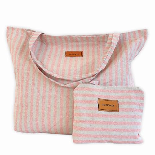 MOMOMUS Bolsa de Playa XXL - 100% Algodón Reciclado, con Cartera de Mano a Juego y Plegable - Bolso de Playa para Mujer Grande y Familiar para Verano y Piscina - 60x40 cm, Naranja MOMOMUS Bolsa de Playa XXL - 100% Algodón Reciclado, con Cartera de Mano a Juego y Plegable - Bolso de Playa para Mujer Grande y Familiar para Verano y Piscina - 60x40 cm, Naranja