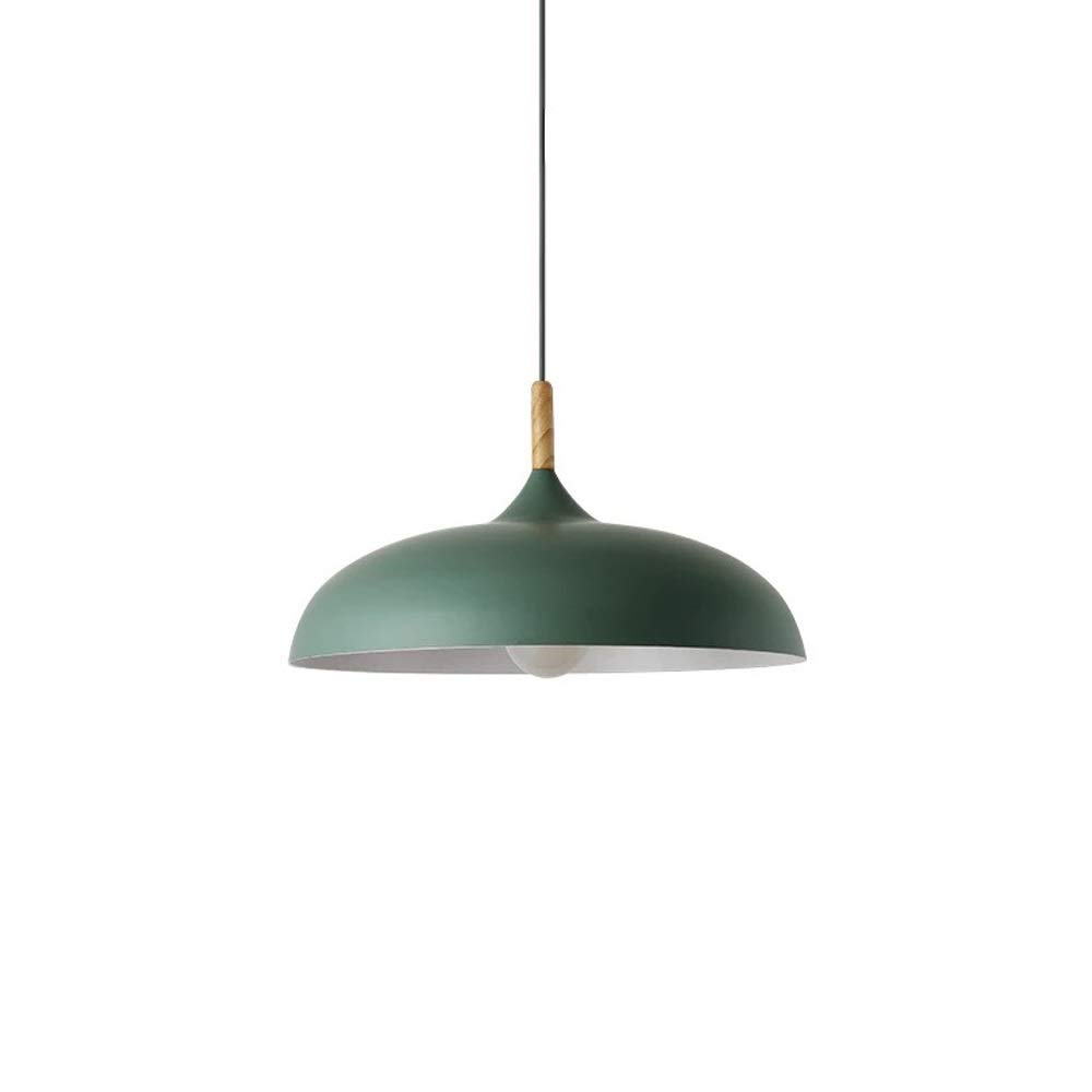 Plafonnier E27 réglable en aluminium vert et bois pour éclairage de plafond