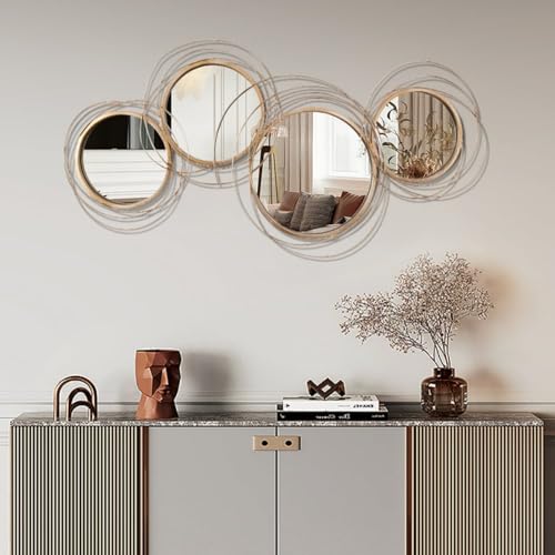 hoamry Modern Wall Mirror, Large Gold Round Mirror Creative 3D