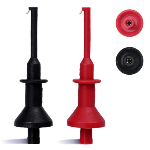 Image of 2Pcs Test Hooks Clips, Multimeter Leads Hooks,Multimeter Test Lead Kit Mini Test Hook Clip for 2mm Plug Test Probe Electronic Testing IC Grabber