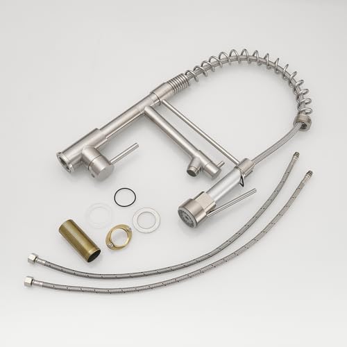 Versatile Pull Down Sprayer Kitchen Faucet with High Arch Stainless Steel Dual-Function Brushed Nickel Finish