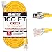 Outdoor Extension Cord - 12/3 SJTW Heavy Duty Yellow 3 Prong Extension Cable - Great for Garden and Major Appliances (100 Foot - Yellow)