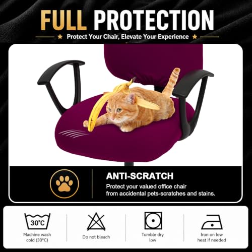 Image of DIVA EN CAMINO DEC Stretchable Desk Office Chair Seat Covers - Universal Stretch Computer Chair Slipcover - Washable Rotating Backrest Coverings & Cushion Protectors for Dogs, Cats, Pets、