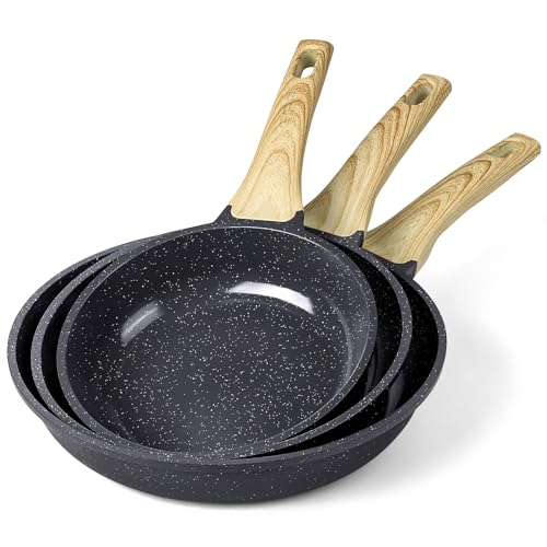 GiPP セラミックコーティング フライパン セット 20/24/28cm IH・ガス火対応 フッ素不使用 焦げ付かないフライパン 耐熱ハンドル付き 体に害のない お手入れ簡単 食洗機対応 PFOA PFOS PTFE フリー【一年保証】グレー