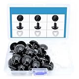 BESTCYC 30Pcs 24mm Large Black Plastic Safety Eyes Craft Eyes with Washers for Plush Animal, Doll, Puppet